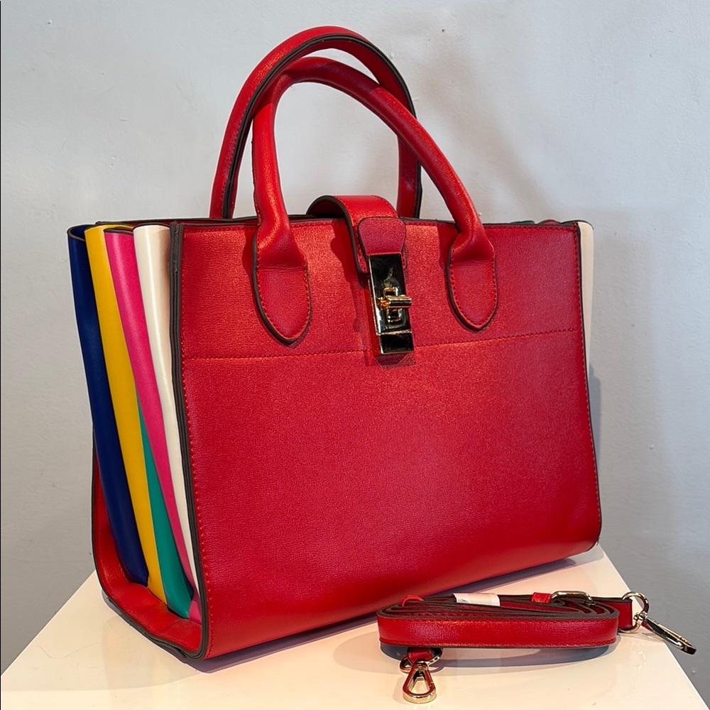 Vibrant Red Multi-Color Women's Satchel